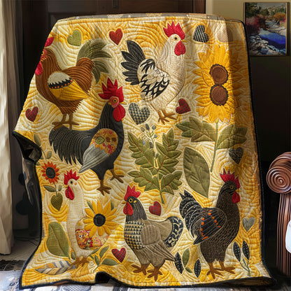 Elegant Sunflower Chickens XR2907019CL Quilt