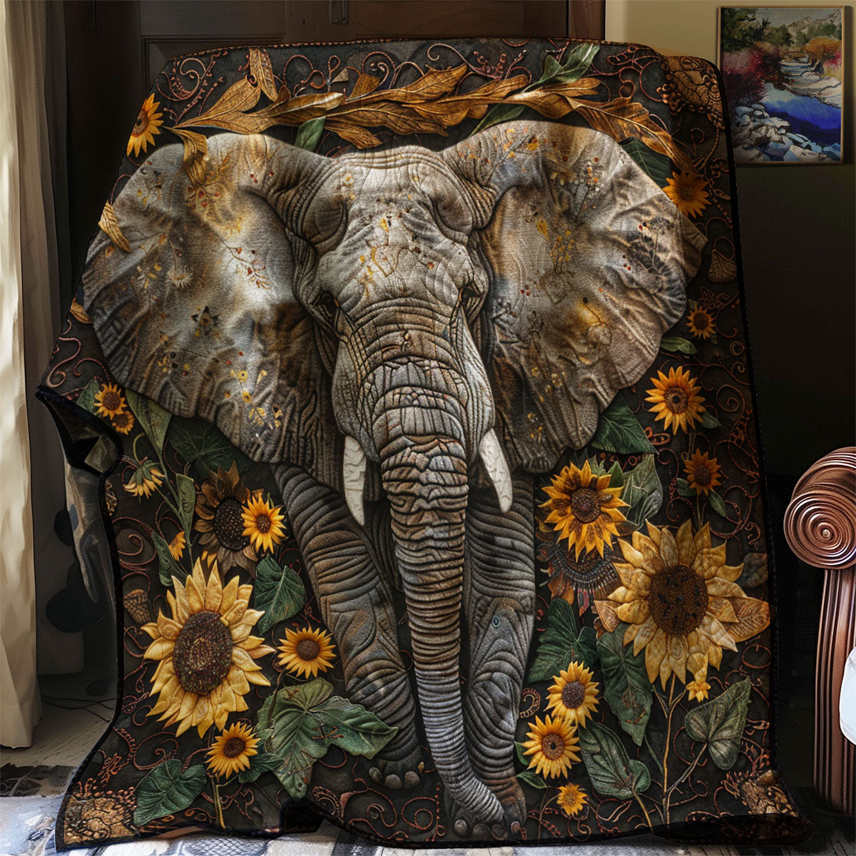 Elephant And Sunflowers XR2007010CL Quilt