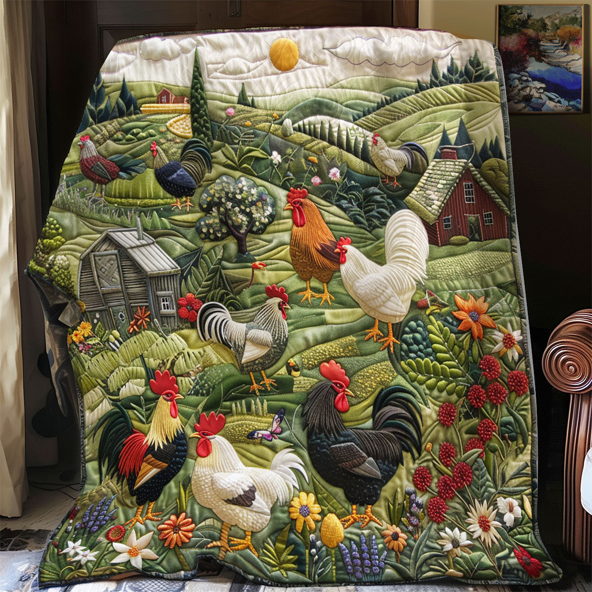 Farmhouse Chickens XR0908034CL Quilt