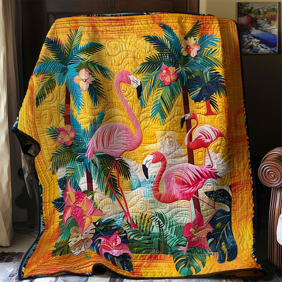 Flamingo And Beach XR2907001CL Quilt