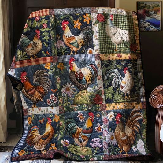 Floral Chickens XR0607003CL Quilt