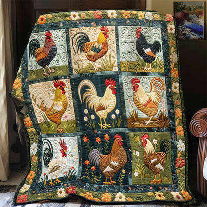 Floral Chickens XR0908027CL Quilt