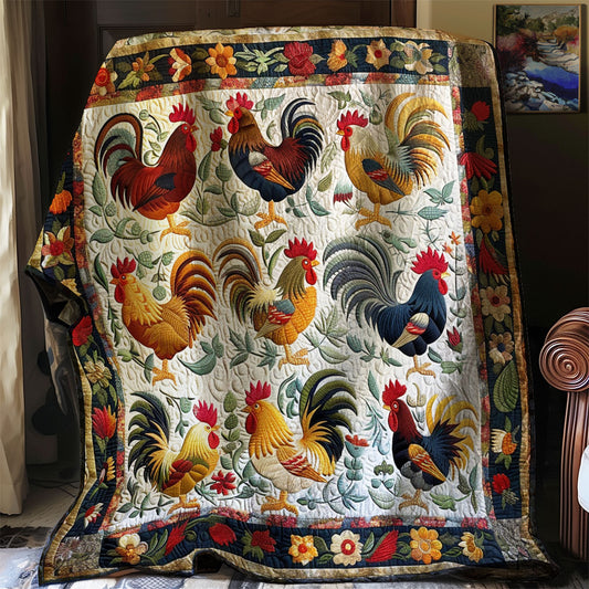 Floral Chickens XR1507007CL Quilt