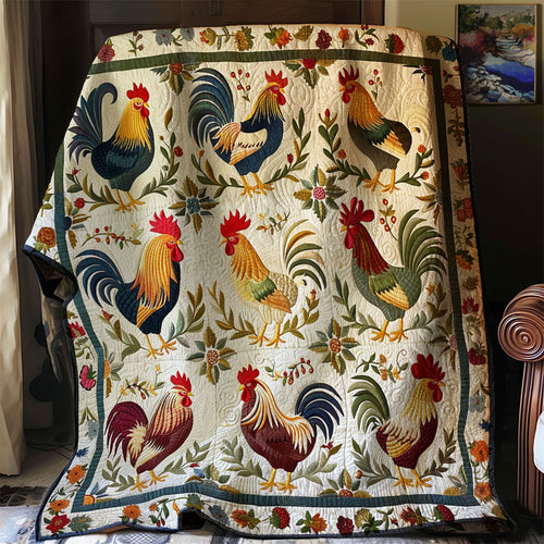 Floral Chickens XR1507008CL Quilt