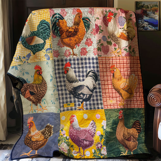 Floral Chickens XR2806003CL Quilt