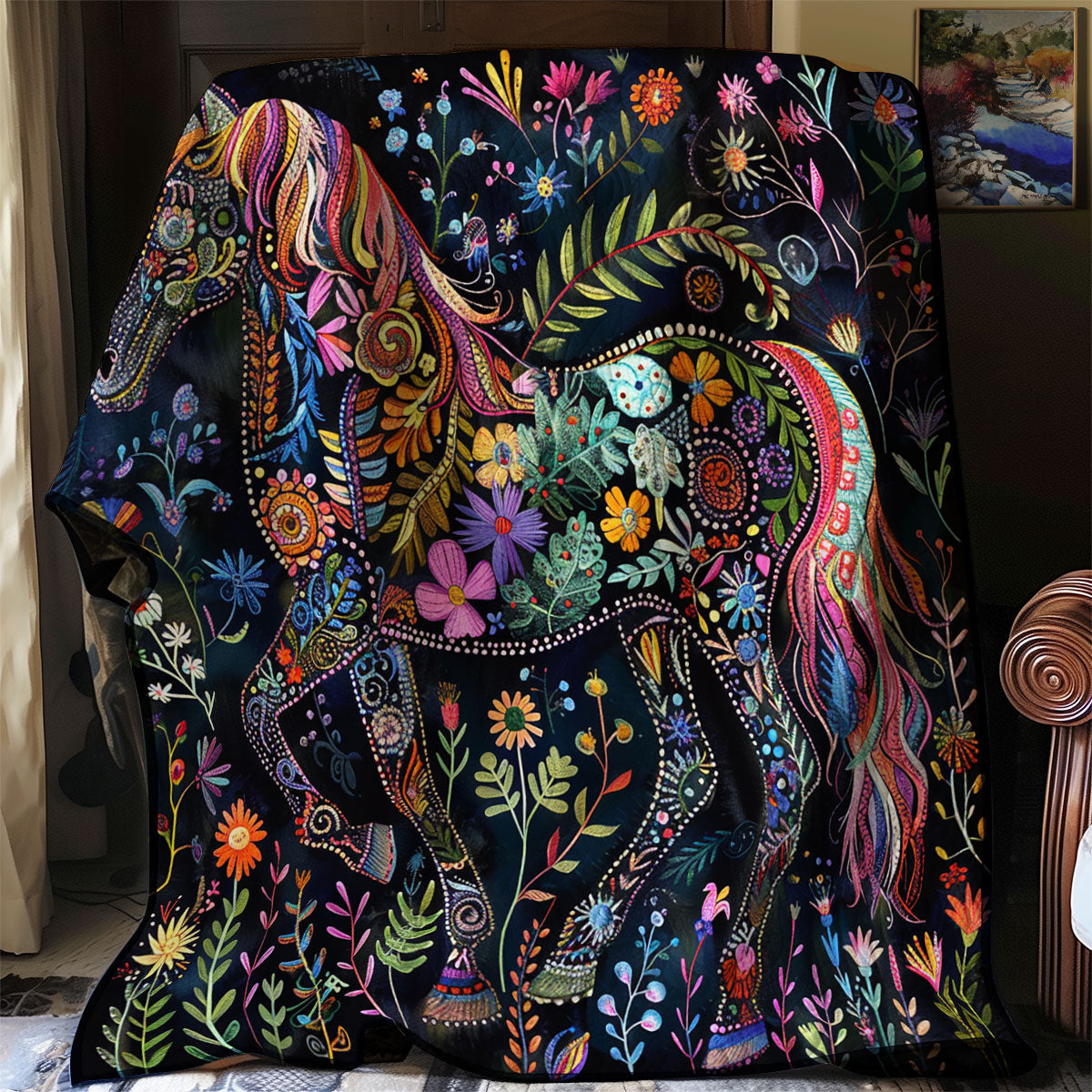 Floral Horse XR1207004CL Quilt