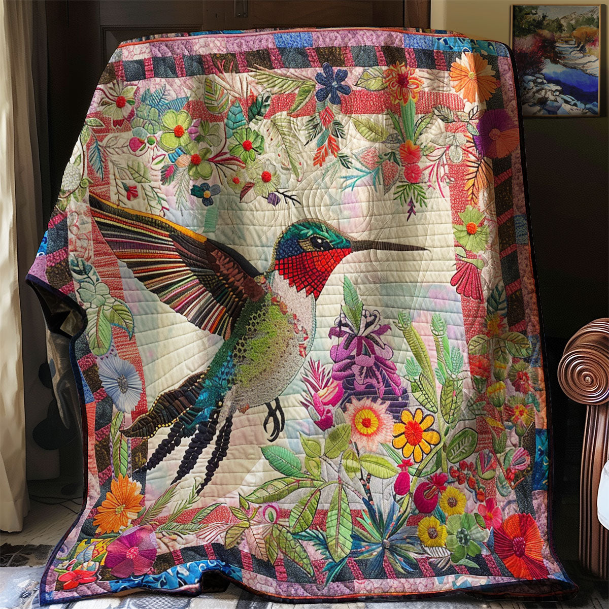 Floral Hummingbird XR0307004CL Quilt