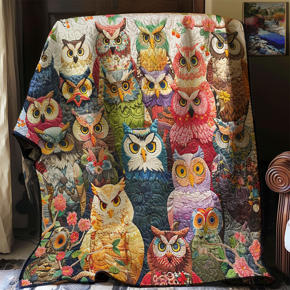 Floral Owls XR1706004CL Quilt