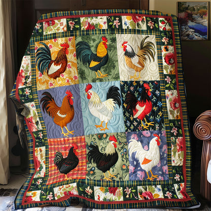 Floral Roosters XR1408015CL Quilt