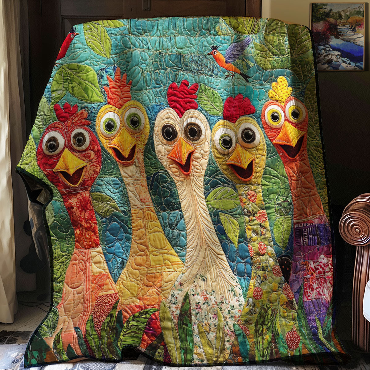 Forest Chickens XR0208009CL Quilt