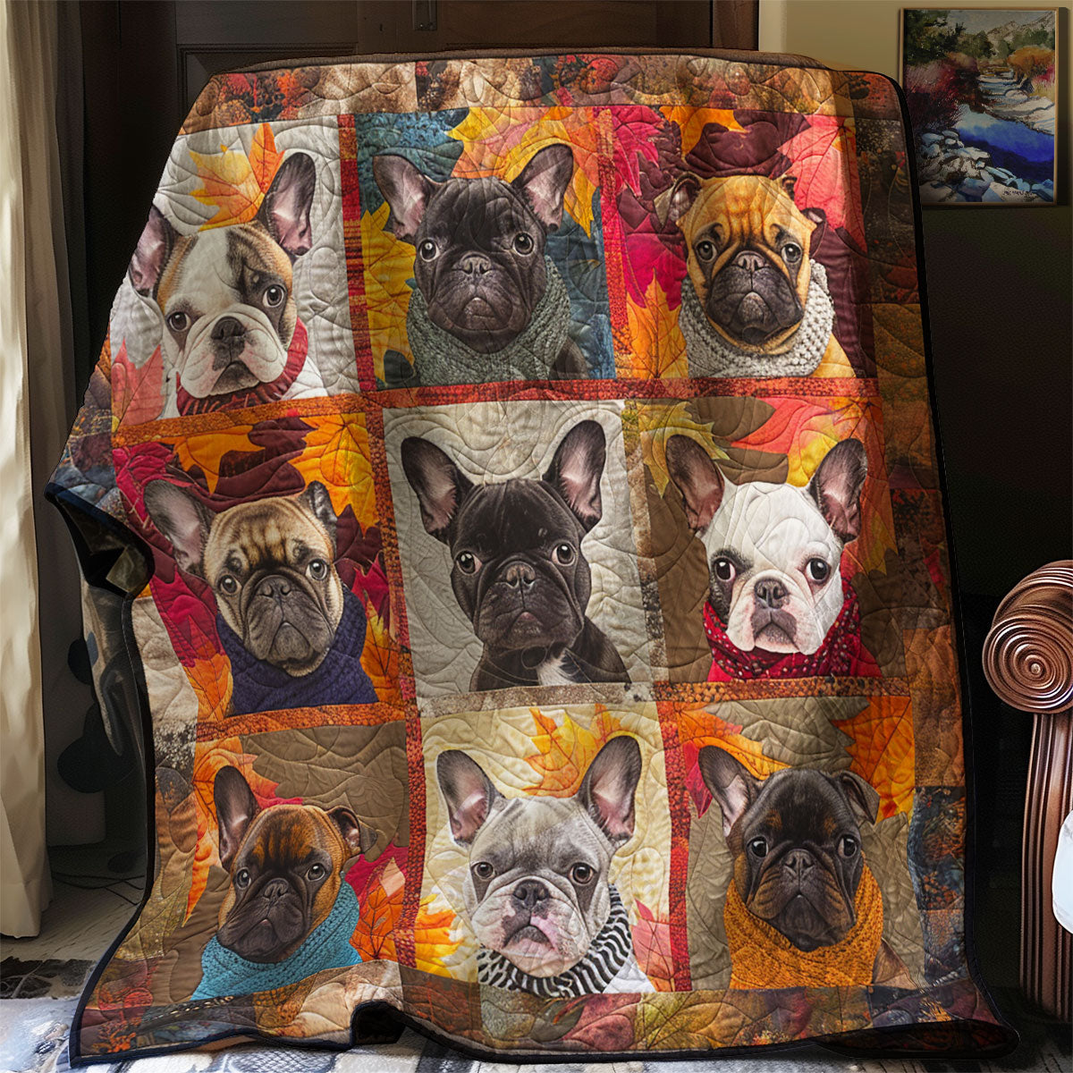 Golden Season French Bulldogs XR3107006CL Quilt