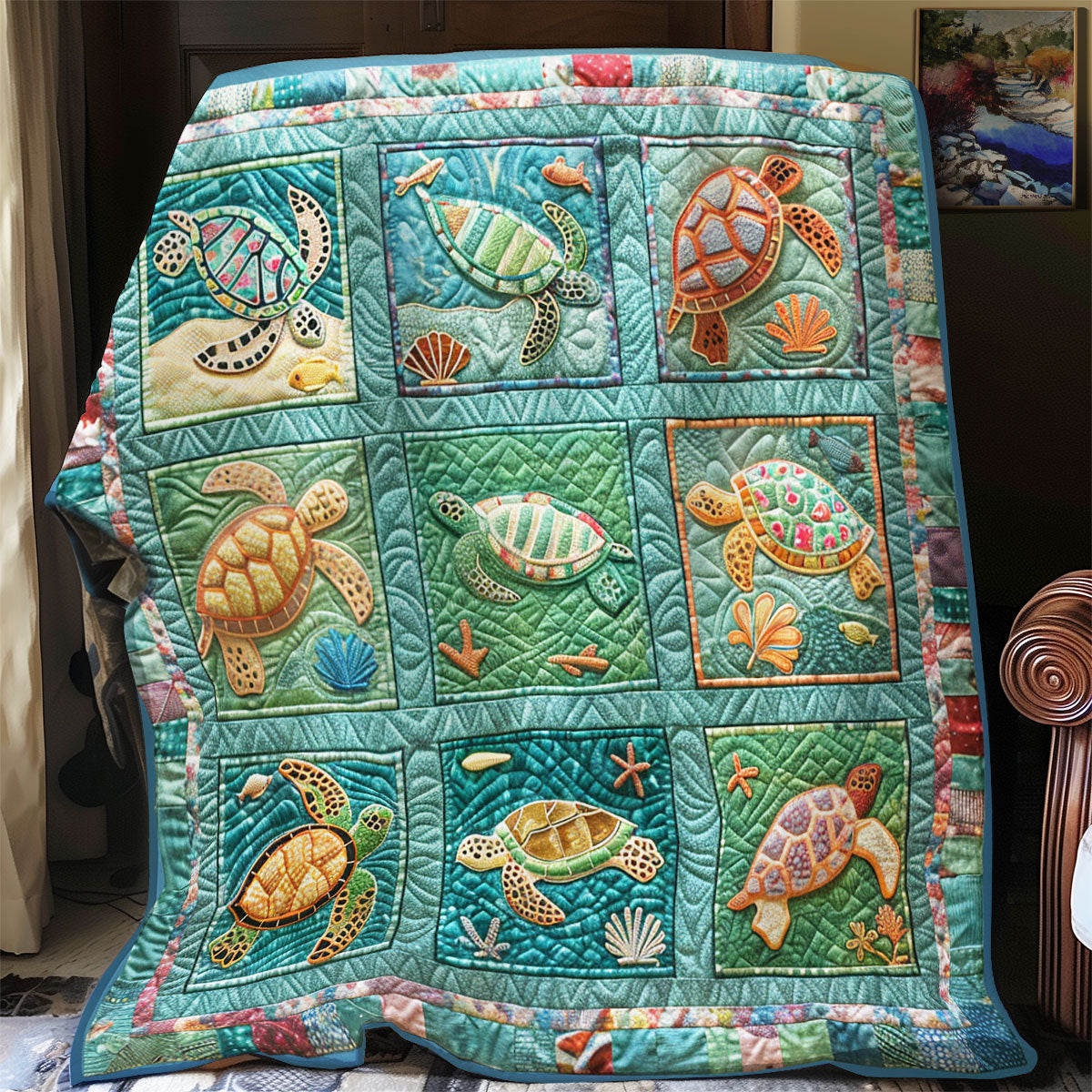 Happy Ocean Turtles XR2308023CL Quilt