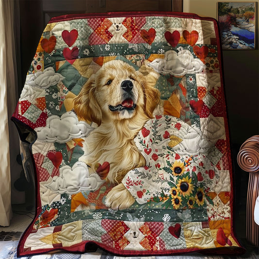 Happy Valentine Golden Retriever XR0907018CL Quilt