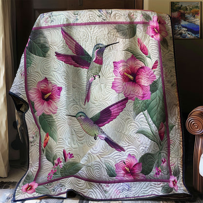 Hummingbird And Pink Flowers XR1007013CL Quilt