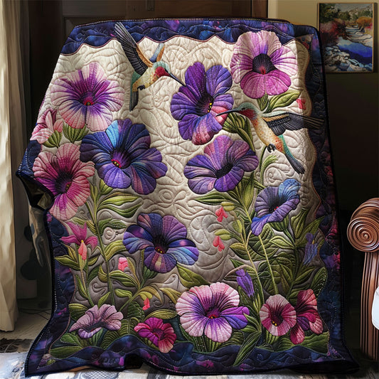 Hummingbirds And Purple Flowers XR1907009CL Quilt