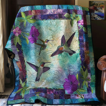 Hummingbirds And Purple Flowers XR2206004CL Quilt