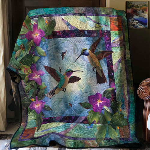 Hummingbirds And Purple Flowers XR2206006CL Quilt