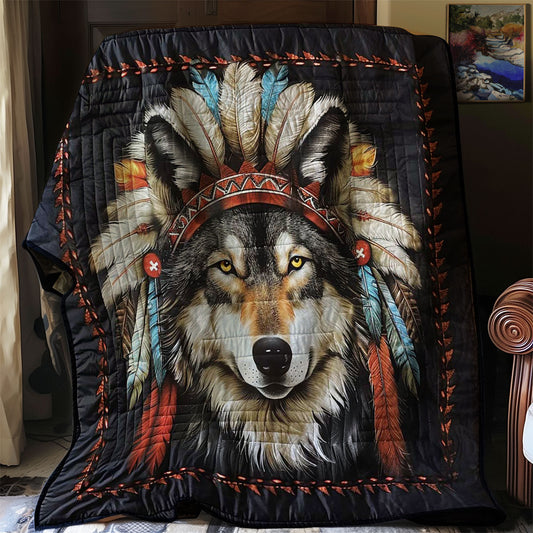 Indian Headdress Wolf WN2507024CL Quilt