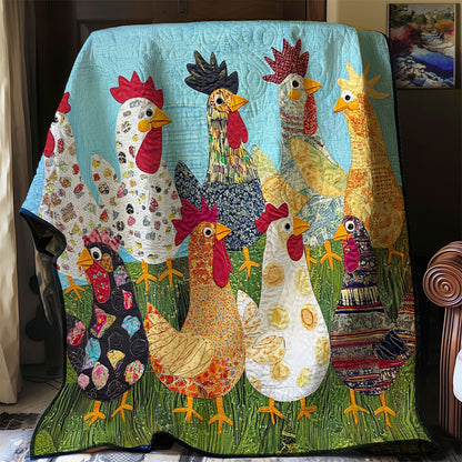 Joyful Chickens XR0508003CL Quilt