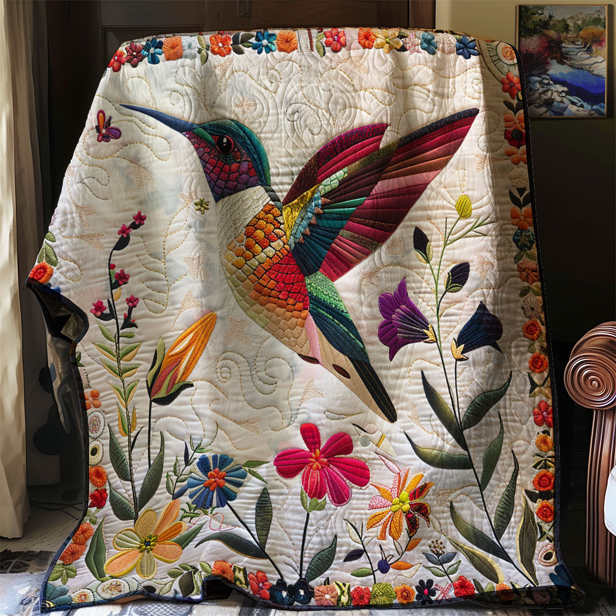 Love Floral Hummingbird XR0307005CL Quilt