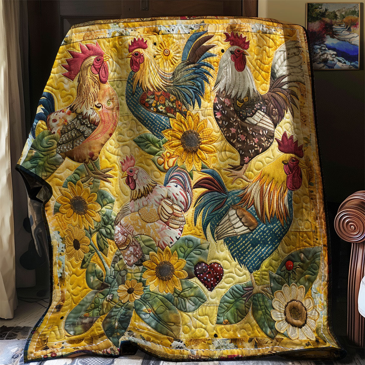 Majestic Morning Chickens XR2907017CL Quilt