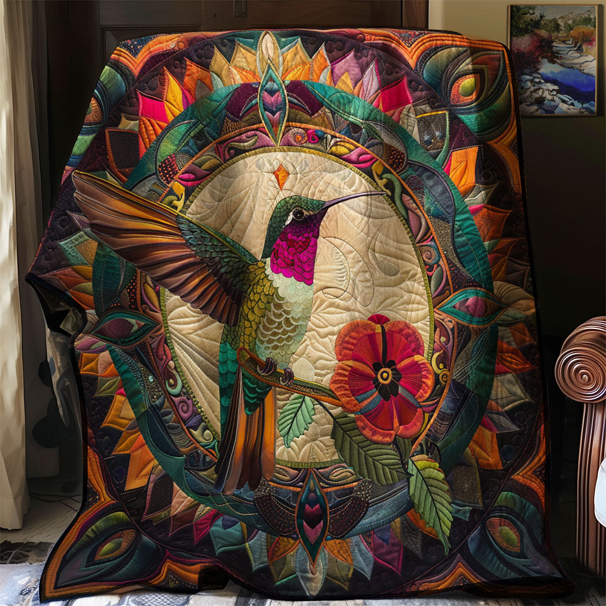 Mandala Hummingbird XR2207006CL Quilt