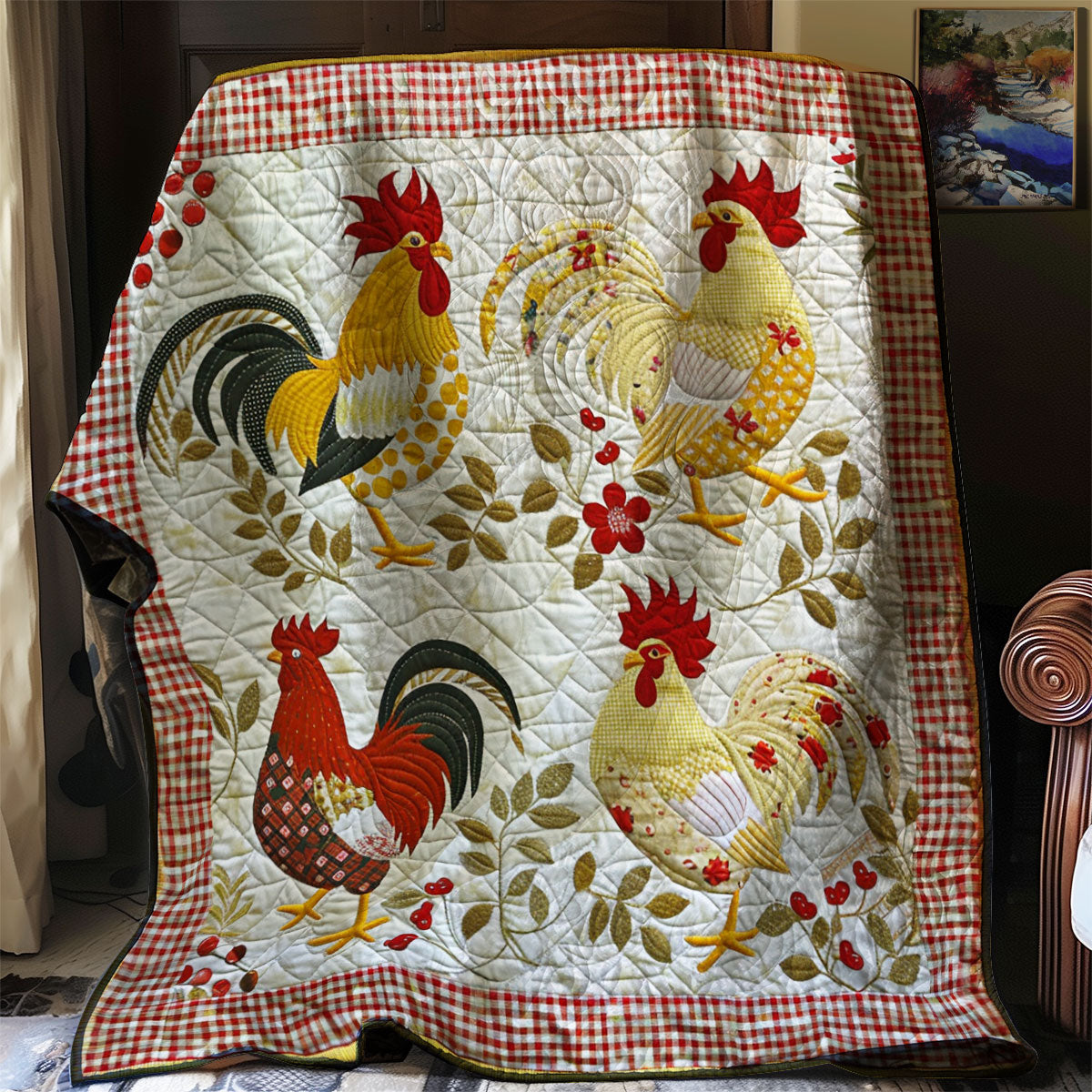 Morning Glory Roosters XR2607001CL Quilt