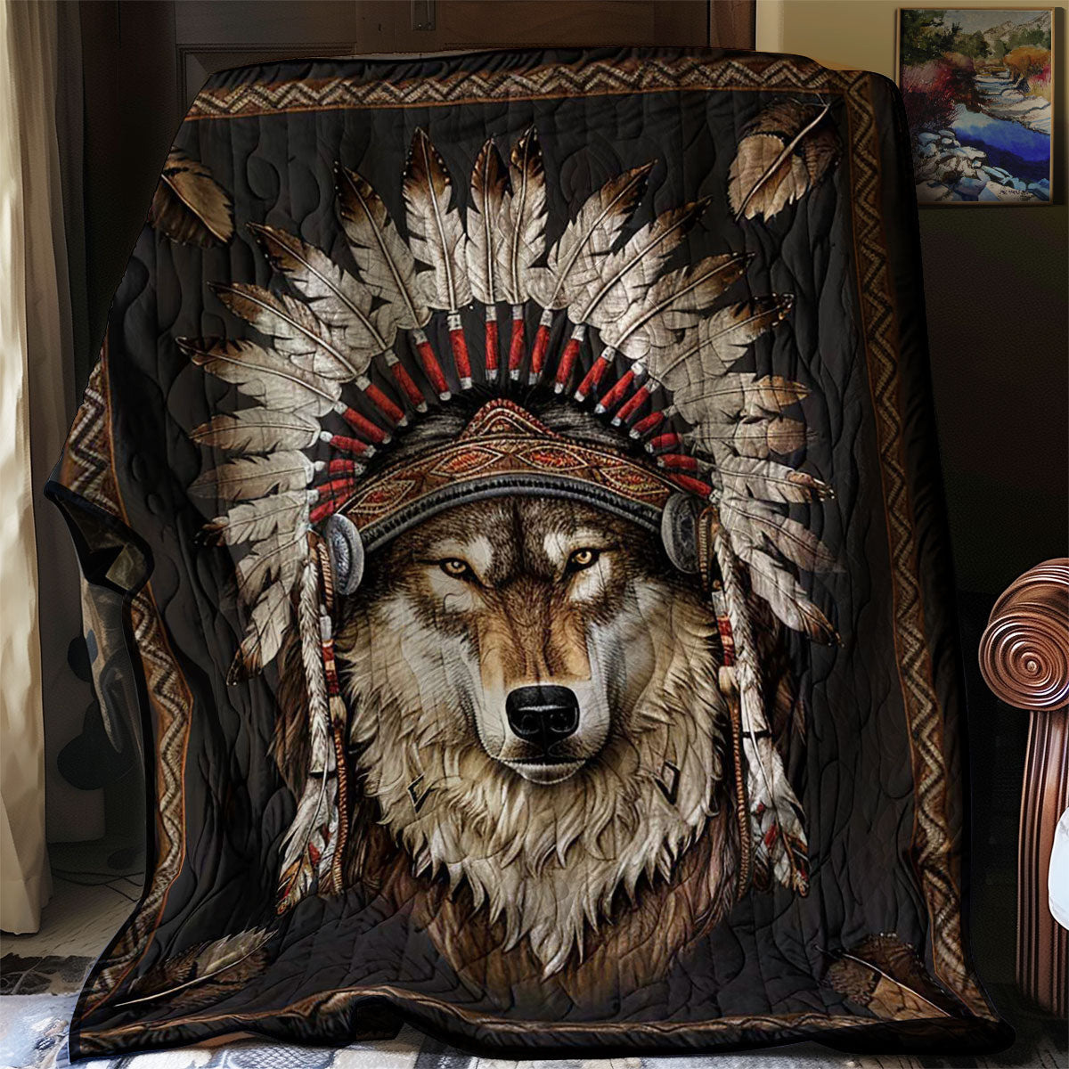 Native Spirit Wolf WN2507025CL Quilt