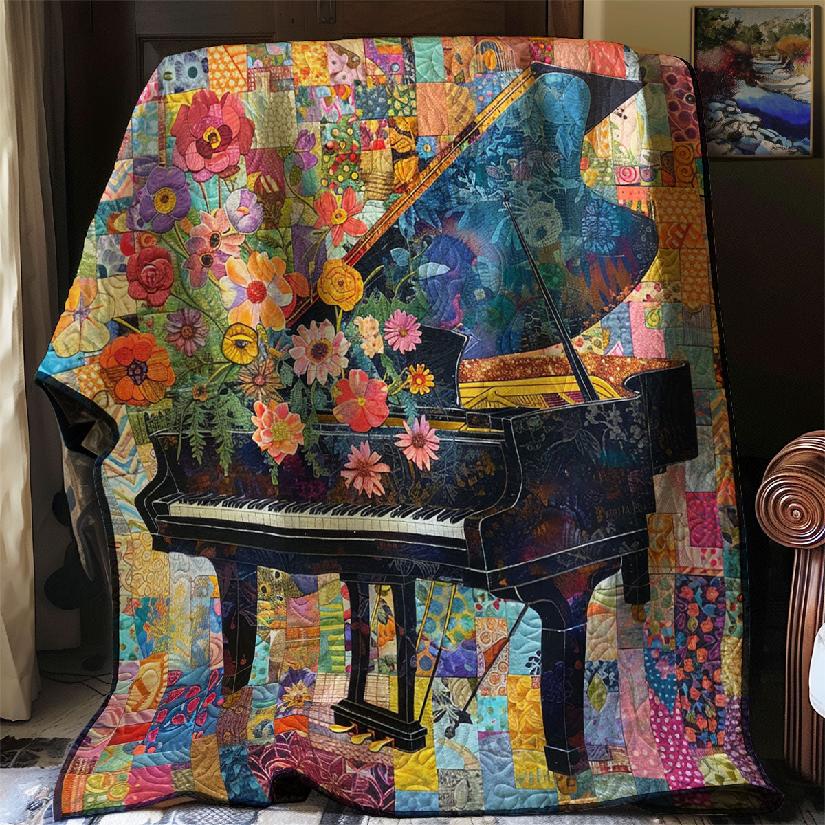 Piano And Flowers XR0907011CL Quilt