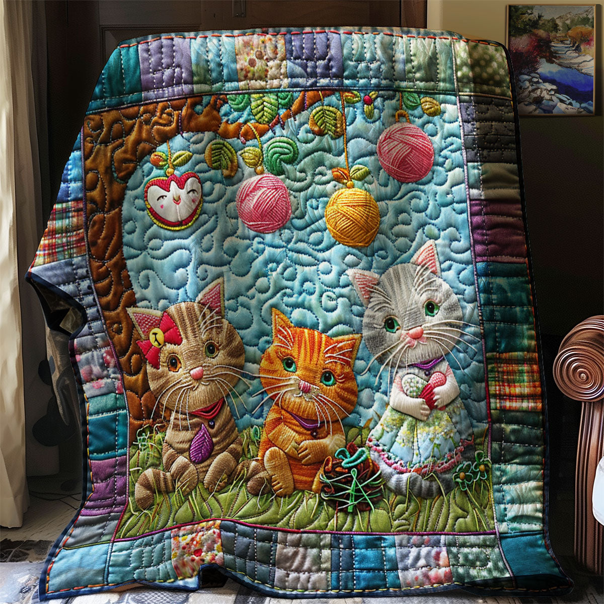 Playful Yarn Cats XR2907004CL Quilt