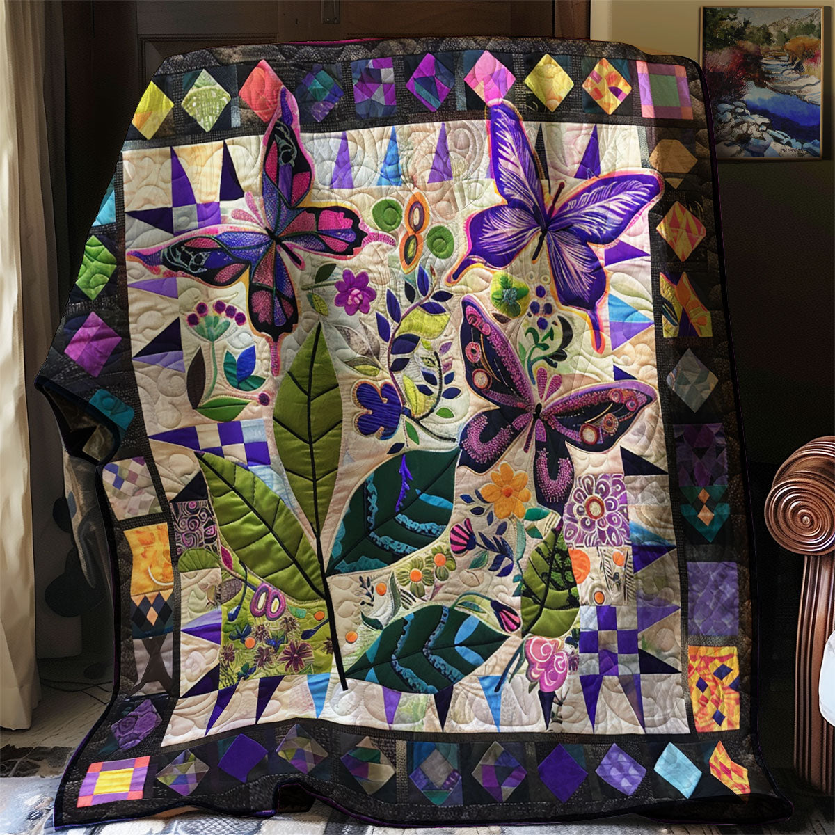 Purple Butterflies XR0107001CL Quilt