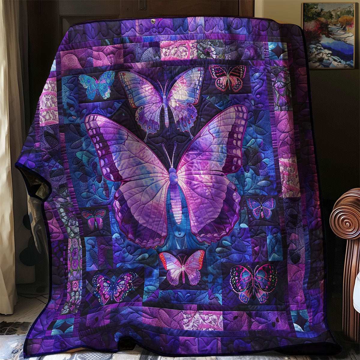 Purple Butterflies XR0807019CL Quilt