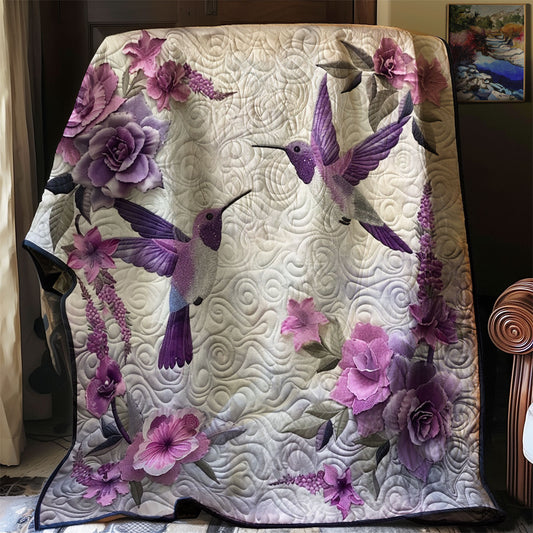 Purple Couple Hummingbird XR0807008CL Quilt