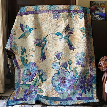 Purple Flowers And Hummingbirds XR0207025CL Quilt