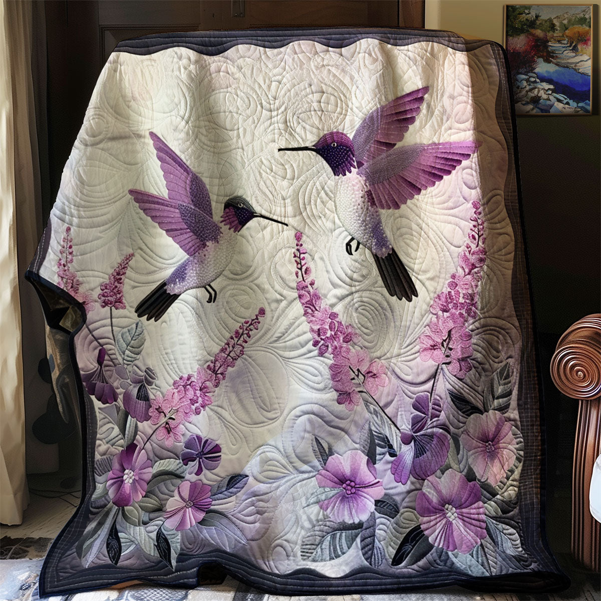 Purple Hummingbirds XR2706005CL Quilt