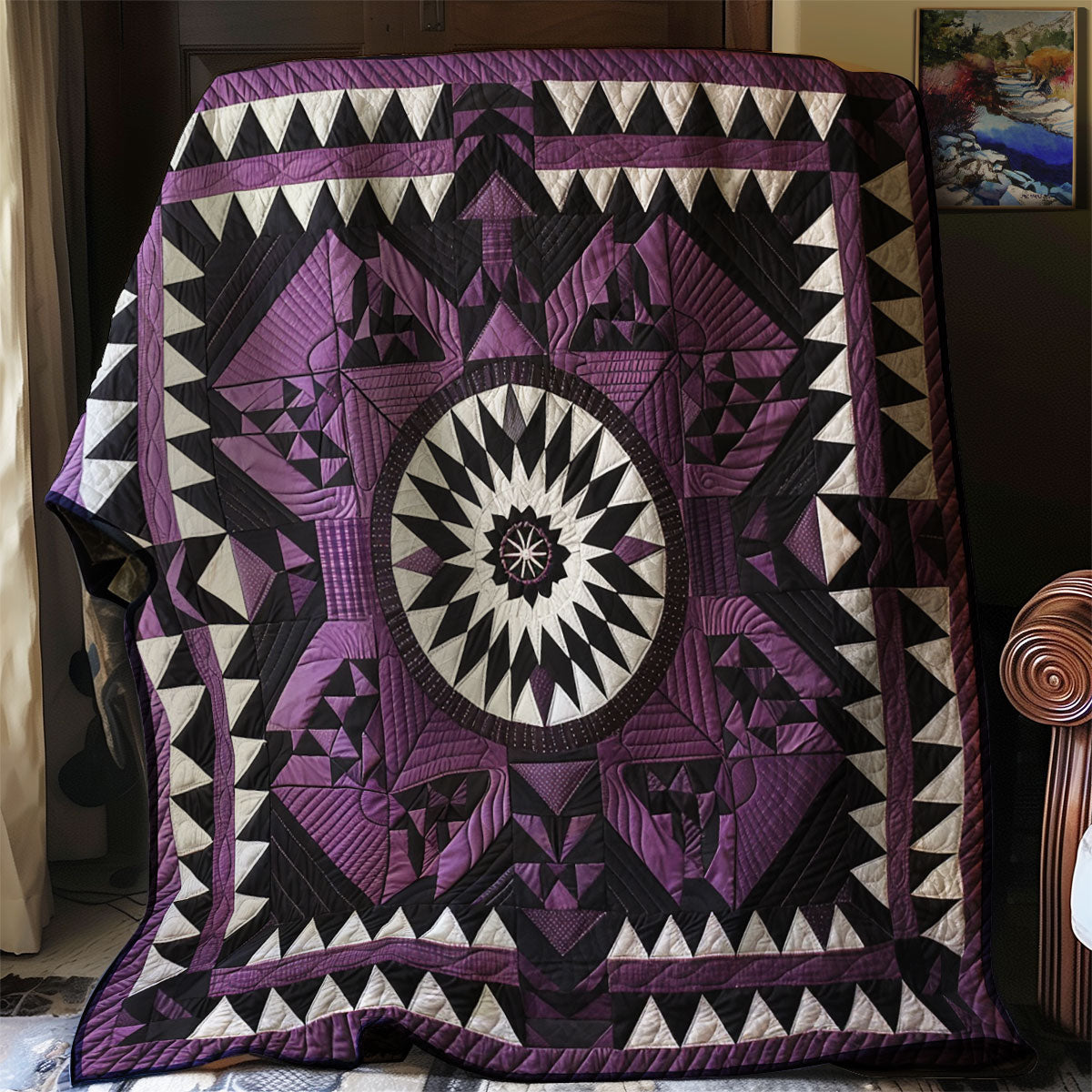 Purple Native American Star XR1107008CL Quilt