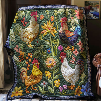 Radiant Bloom Chickens XR2607017CL Quilt