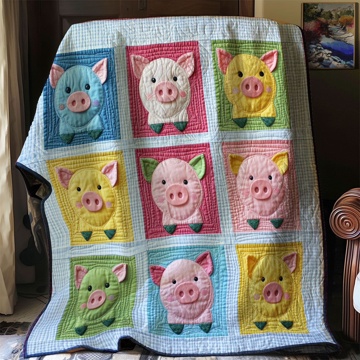 Rainbow Pig XR0708011CL Quilt