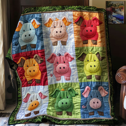 Rainbow Pigs XR2607028CL Quilt