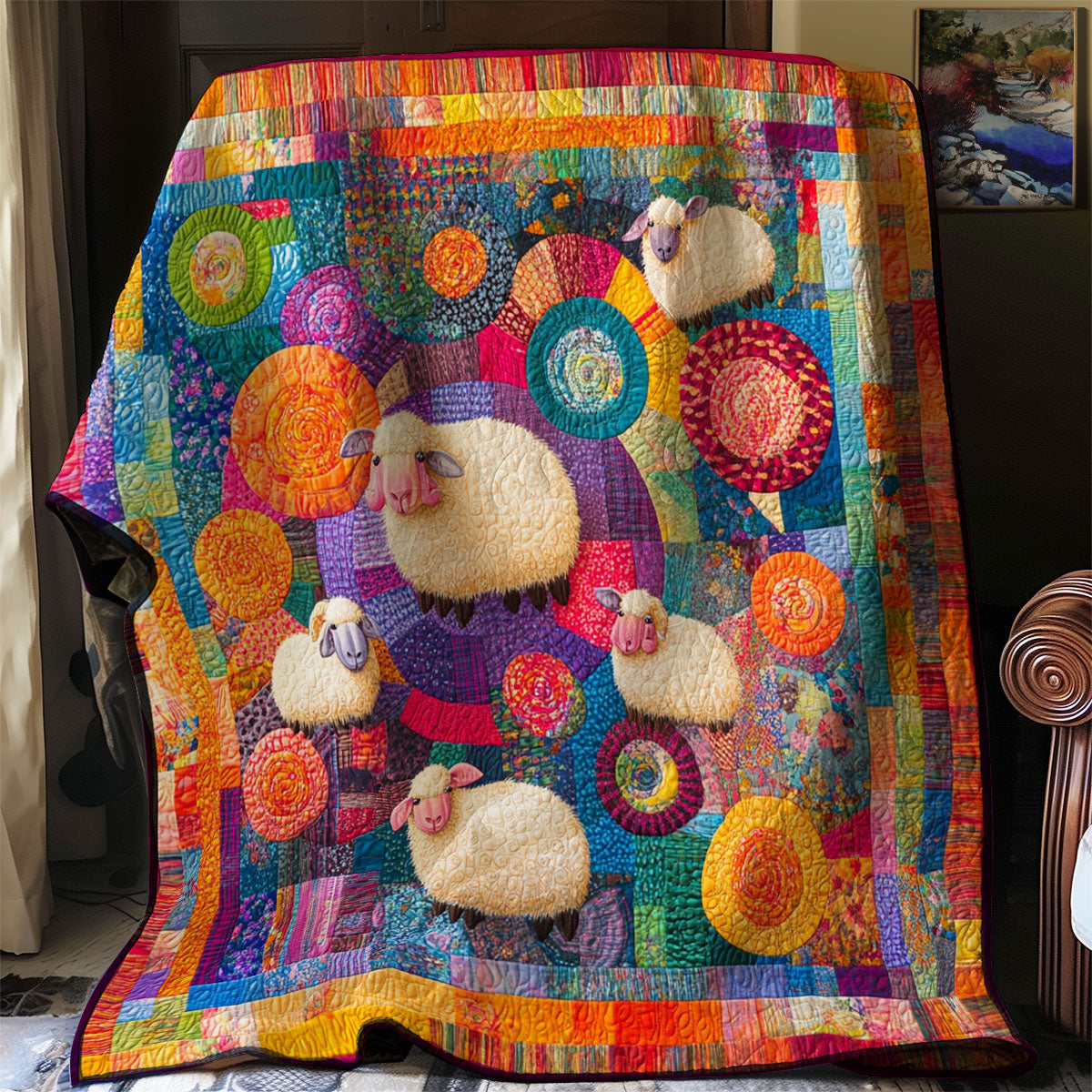 Rainbow Sheeps XR0708017CL Quilt