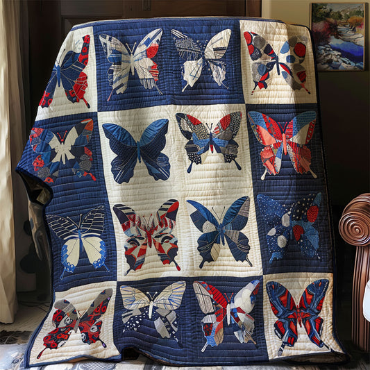 Red An Blue Butterflies XR2607015CL Quilt