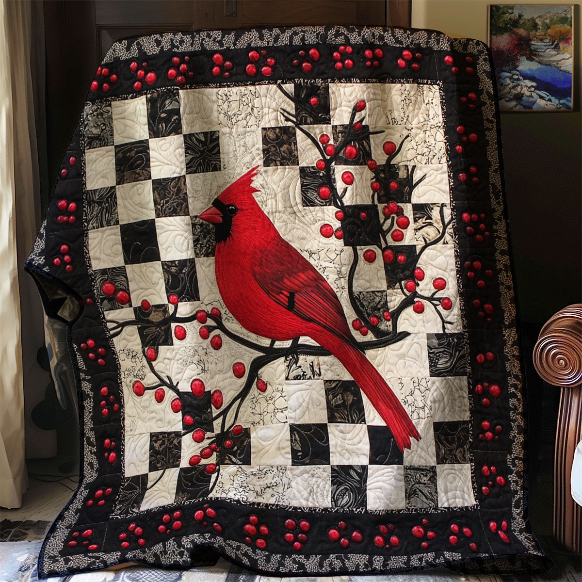 Red Cardinal In Winter XR3107045CL Quilt