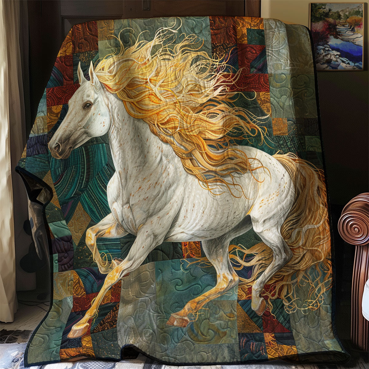 Running White Horse XR0107014CL Quilt