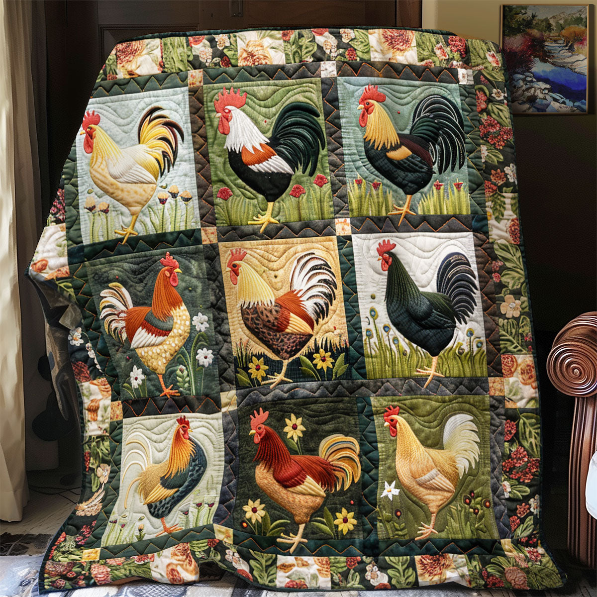 Rustic Roosters XR0908027CL Quilt