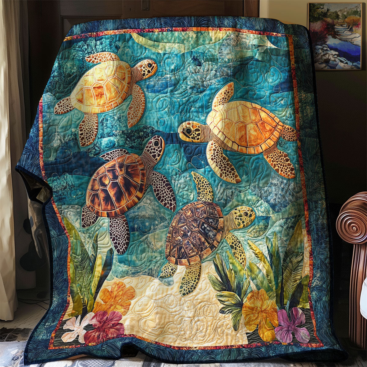 Sea Turtle Family XR0608033CL Quilt