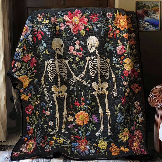 Skeleton Couple Flower XR0108024CL Quilt