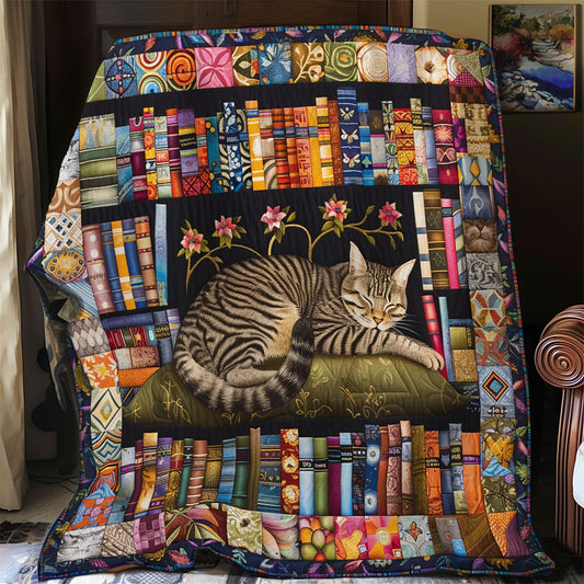 Sleeping Cat And Books XR2608005CL Quilt