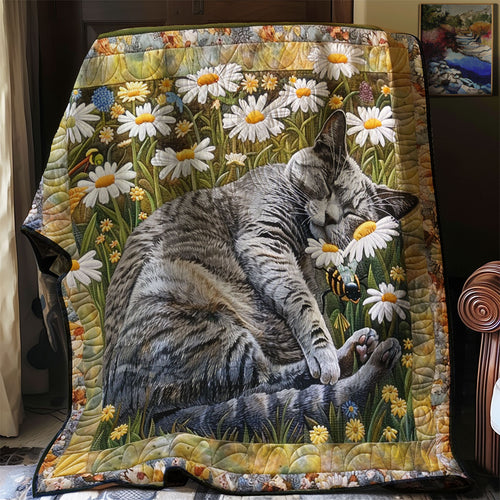 Sleeping Cat And Daisies XR3007049CL Quilt