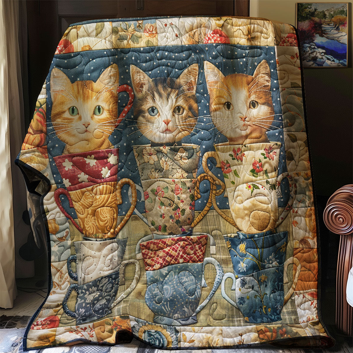 Smiling Cup Of Cats XR3007037CL Quilt