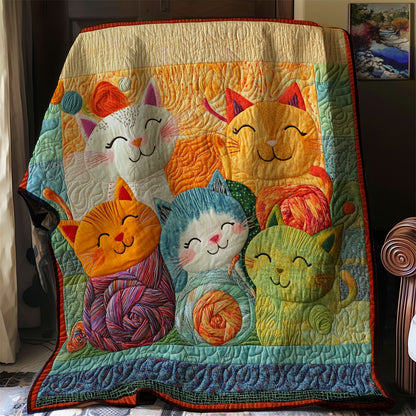 Smiling Cute Cats And Yarns XR0208012CL Quilt